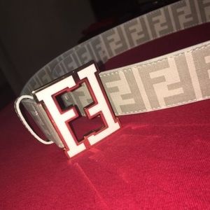 White Fendi Belt Size 36
